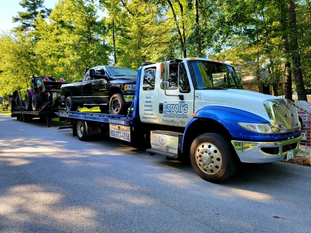 flatbed towing service in Palestine TX transporting vehicle safely